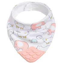 Babador Bandana C/Mordedor Animais Rosa Buba