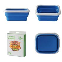 Pote Lancheira Silicone Flexível Com Talher Azul Turminha Guara