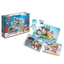 Quebra-Cabeça Progressivo Patrulha Canina 3 cenas 53 peças em Madeira