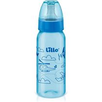 Mamadeira Divertida 240ml Bico Redondo Azul Lillo