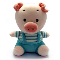 Porquinho De Pelucia Azul Listrado 22Cm Love