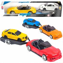 Kit Carrinho Conversível Com Carretinha Carreta Reboque 3 Peças - Bs toys