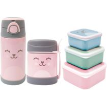 KIT POTE + GARRAFA TERMICA GUMY ROSA + 3 POTES - BUBA
