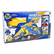 Brinquedo Infantil Avião Resgate com Carrinhos e Helicóptero