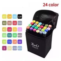 Canetinhas Coloridas Escolar Ponta Dupla Estojo Com 24 Cores