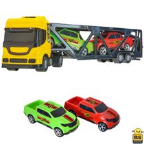 Caminhão Mini Cegonheira 35 cm Com 2 Carrinhos Brinquedo Meninos - BS Toys