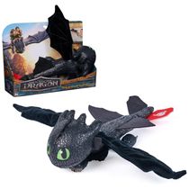 Pelúcia Dreamworks Dragões Como Treinar o Seu Dragão, Toothless Abraço e Planador, Brinquedo de Pelúcia de 30 cm, Presente para Crianças a partir de 4