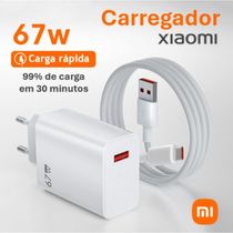 Carregador Xiaomi Tipo C 67W com Tecnologia GaN, Design Compacto e Cabo USB-C