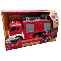 Carrinho Fricção Caminhão Bombeiro Resgate Escada Lança Água 24cm DM Toys