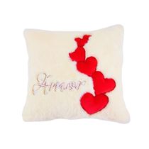 Almofada de Pelúcia Quadrada Amor com Corações 3D Vermelhos 35x35cm Fizzy Toys - Presente Romântico