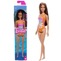 Boneca Barbie Morena Maiô Laranja Dia de Praia 30Cm 3+Mattel