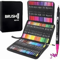 Caneta Permanente 60 Cores Ponta Dupla Bobbie Goods