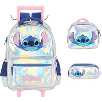 Kit Mochila Rodinhas Holográfica STITCH DISNEY Luxcel