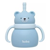 Copo em Silicone Com Canudo Ursinho Azul