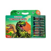 Colorindo Dinossauros Livro com Giz de Cera - Ciranda Cultural