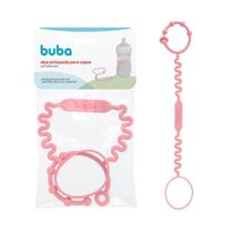 Alça Antiqueda de Chupeta, copos e brinquedos em Silicone Rosa Buba