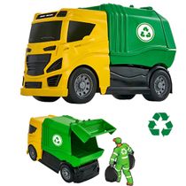 Caminhão De Brinquedo Coletor De Lixo Reciclados 21cm - Bs Toys