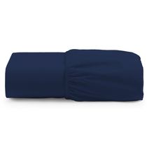 Lençol Unique Avulso de Baixo Casal Padrão com Elástico Micro Percal 400 Fios - Azul Marinho