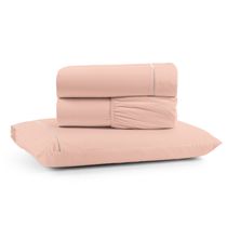 Jogo Cama Lençol Bali Solteiro Percal 180 Fios 100% Algodão Ponto Palito 3 Peças - Salmão