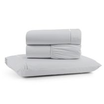 Jogo Cama Lençol Bali Solteiro Percal 180 Fios 100% Algodão Ponto Palito 3 Peças - Cinza