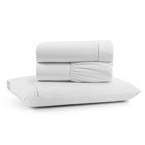 Jogo Cama Lençol Bali Solteiro Percal 180 Fios 100% Algodão Ponto Palito 3 Peças - Branco