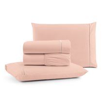 Jogo Cama Lençol Bali King Percal 180 Fios 100% Algodão Ponto Palito 4 Peças - Salmão
