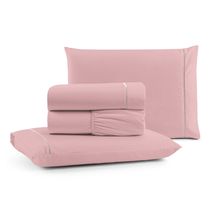 Jogo Cama Lençol Bali King Percal 180 Fios 100% Algodão Ponto Palito 4 Peças - Rosa