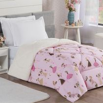 Coberdrom Menininhas Solteiro Infantil Sherpa Toque Lã de Carneiro 1 Peça - Rosa