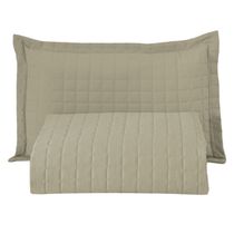 Kit Cobre Leito Colcha Bellini Solteiro Dupla Face Percal 300 Fios Textura Matelassê 2 Peças - Cáqui