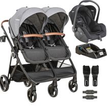 Carrinho Kiddo para Gemeos com Bebe Conforto Base Cosmos Grafite