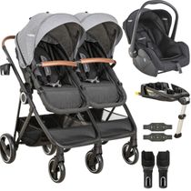 Carrinho Kiddo de Gemeos Bebe Conforto Base ISOFIX Cosmos Grafite