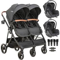 Carrinho Kiddo para Gemeos com 2 Bebe Conforto Cosmos Preto