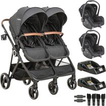 Carrinho Kiddo para Gemeos 2 Bebe Conforto 2 Base Cosmos Preto