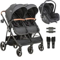 Carrinho Kiddo para Gemeos com Bebe Conforto Cosmos Preto