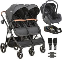 Carrinho Kiddo para Gemeos com Bebe Conforto Base Cosmos Preto