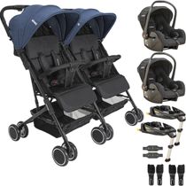 Carrinho Kiddo Gemeos 2 Bebe Conforto 2 Base ISOFIX Mascote Marinho