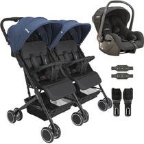Carrinho Kiddo para Gemeos com Bebe Conforto Mascote Marinho