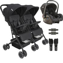 Carrinho Kiddo para Gemeos com Bebe Conforto Mascote Preto