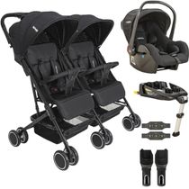 Carrinho Kiddo de Gemeos Bebe Conforto Base ISOFIX Mascote Preto