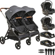 Carrinho Kiddo para Gemeos com 2 Bebe Conforto 2 Base Speedy Grafite