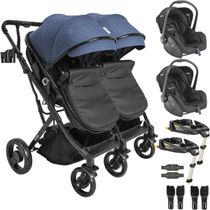 Carrinho Kiddo de Gemeos 2 Bebe Conforto 2 Base ISOFIX Vox II Marinho