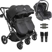 Carrinho Kiddo para Gemeos com Bebe Conforto Vox II Preto