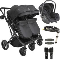 Carrinho Kiddo de Gemeos Bebe Conforto Base ISOFIX Vox Preto