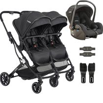 Carrinho Kiddo para Gemeos com Bebe Conforto Zig Zag Preto