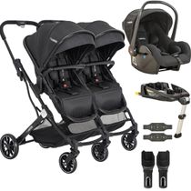 Carrinho Kiddo de Gemeos Bebe Conforto Base ISOFIX Zig Zag Preto