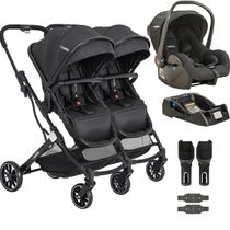 Carrinho Kiddo para Gemeos com Bebe Conforto Base Zig Zag Preto