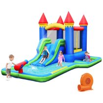 Parque Aquático Inflável BOUNTECH 3 em 1: Piscina de Bolinhas, Escorregador e Pula-Pula, com Soprador 550w GFCI para Diversão no Quintal das Crianças.