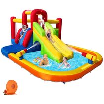 Parque Aquático Inflável com Piscina de Splash, Escorregador de Água, Canhão de Água, Paredes de Escalada e Obstáculos - Diversão Garantida!Hongcoral