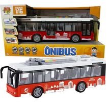 Carro Fricção Ônibus com Luz e Som Vermelho DM Toys