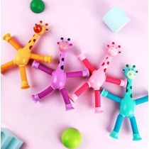 Brinquedo Girafa Estica Gruda Pop Tubo Zoo Com Luz Led